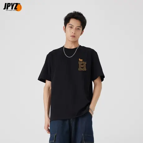 重磅纯棉简约刺绣短袖t恤男装2023年夏季新款轻奢体恤男生打底衫商品大图