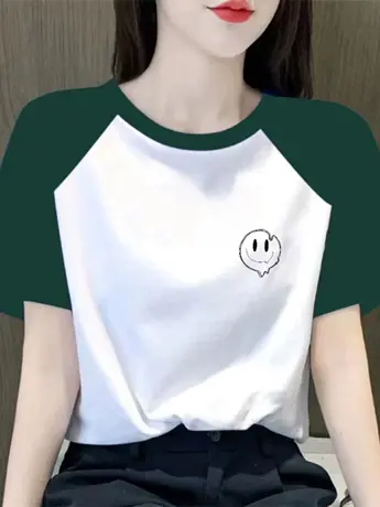 白色仿棉短袖t恤女2023新款夏季小众设计感复古港味chic正肩上衣图片