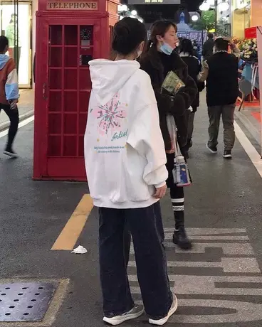 艺术生奶甜连帽卫衣女春秋薄款小个子宽松慵懒风oversize外套潮商品大图