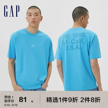 【滑滑T】Gap男装夏季款LOGO时尚纯棉短袖T恤602763美式廓形上衣商品大图