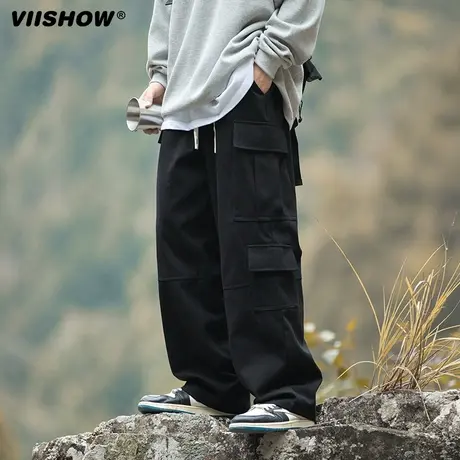 VIISHOW春秋季美式多口袋工装裤男裤子潮牌休闲百搭直筒裤长裤商品大图