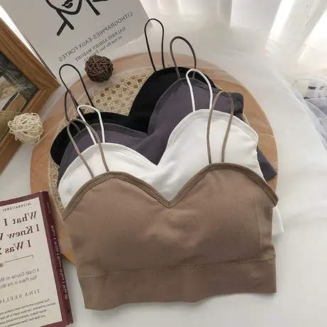 美背小吊带背心女内搭夏季带胸垫外穿辣妹穿搭修身短款抹胸上衣潮图片