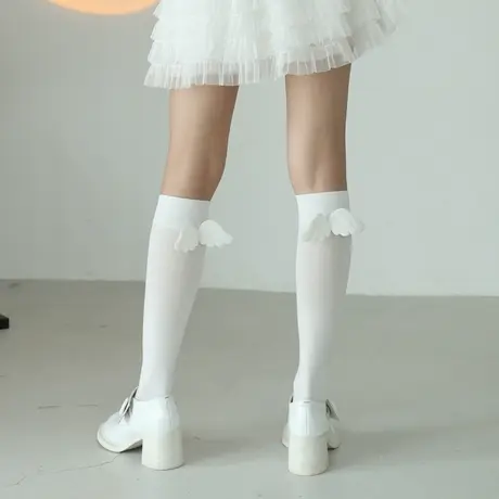小腿袜女春秋薄款jk学生制服袜压力瘦腿及膝白色软妹秋季高筒长袜商品大图