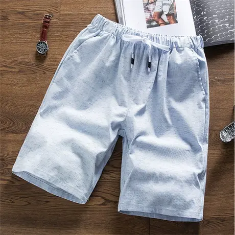 夏季薄款五分裤中裤宽松居家纯棉沙滩裤宽松外穿休闲短裤男士潮流商品大图
