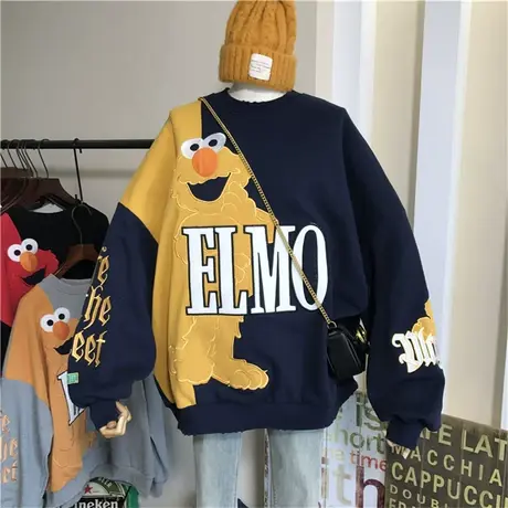 卫衣女春秋薄款2021新款韩版ins潮重工刺绣卡通宽松大码百搭外套商品大图