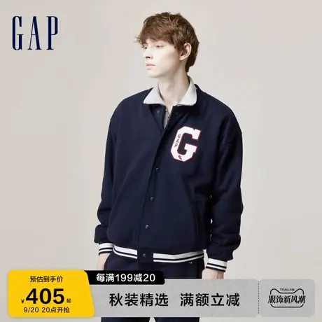 【庆怜同款】Gap男女装秋季2023新款LOGO卫衣762517大G校队夹克图片