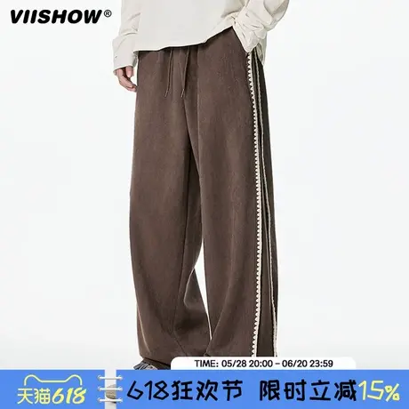 VIISHOW潮牌卫裤男款2025年春季运动复古高街宽松直筒休闲长裤子商品大图