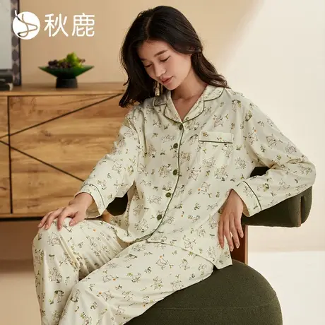 秋鹿【超柔软】纯棉睡衣女2025春秋款高级感碎花可外穿家居服套装商品大图