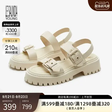 莱尔斯丹Y系列时尚型格潮流圆头厚底凉鞋女鞋3M30503图片