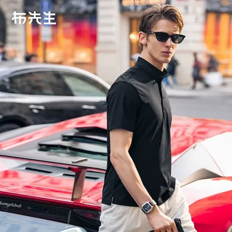 MrBu布先生时尚半高领纯色T恤男2025春夏舒适凉感短袖ET16182商品大图
