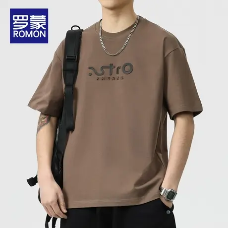 罗蒙短袖t恤男士夏季薄款潮流百搭上衣服2025新款圆领休闲体恤男商品大图