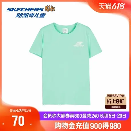 Skechers斯凯奇童装男女童针织T恤衫运动休闲舒适儿童圆领短袖衫商品大图