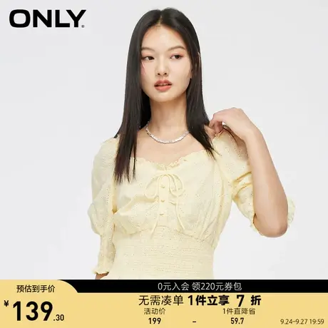 ONLY奥莱夏季系带装饰方领收腰松紧版型雪纺衫女商品大图