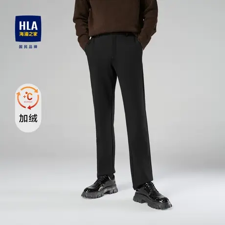 HLA/海澜之家暖绒内里休闲裤一条过冬中腰直筒保暖有型微弹裤子男商品大图