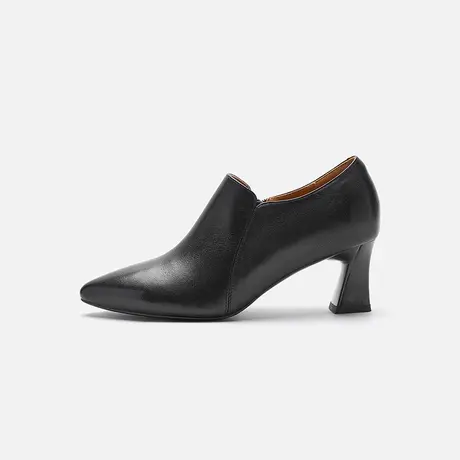 Nine West/玖熙2025秋新款深口单鞋粗跟高跟鞋侧拉链优雅舒适女鞋图片