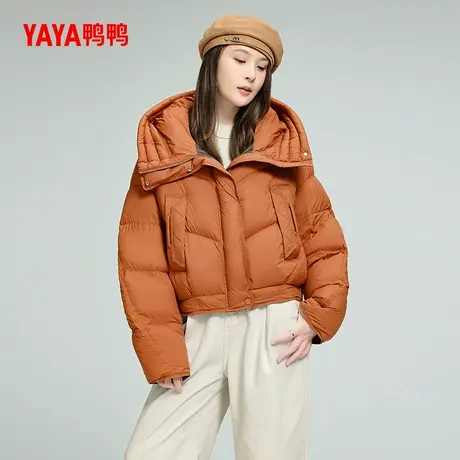 鸭鸭2025新款羽绒服女短款修身显瘦连帽百搭时尚通勤韩版加厚外套商品大图