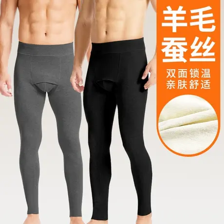 男士保暖裤双面磨绒加绒加厚秋裤免穿内裤抗菌打底裤棉毛裤线裤子商品大图