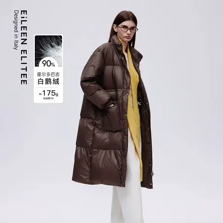 朗姿欧洲EiLEEN ELITEE2025年冬季新款90白鹅绒立领长款羽绒服女商品大图