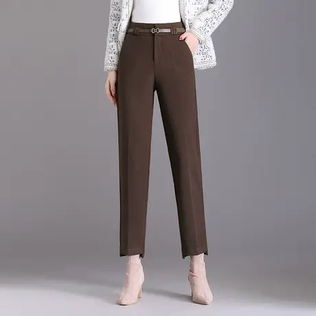 时尚小直筒裤职业裤女秋冬2023新款高腰显瘦通勤九分烟管裤休闲裤商品大图