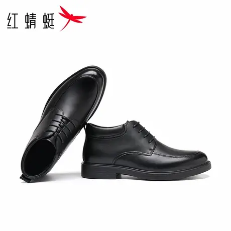 红蜻蜓男鞋冬季新款鞋子男士高帮休闲皮鞋男商务正装真皮加绒棉鞋商品大图