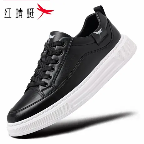 红蜻蜓男鞋春季新款男士黑色鞋子休闲运动平底板鞋男百搭品牌防水商品大图