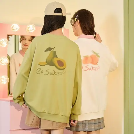 唐狮女款卫衣春秋季圆领薄款甜酷上衣独特小众设计感减龄外套流行图片