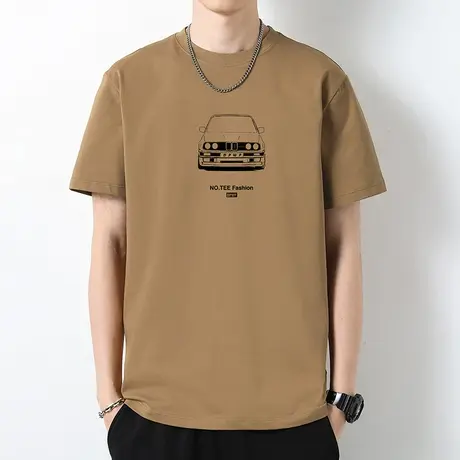 230g重磅t恤男短袖纯棉圆领上衣服夏季潮流宽松全棉半袖印花体恤商品大图