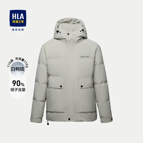 HLA/海澜之家羽绒服23秋冬新抽绳连帽印花保暖加厚面包款外套男商品大图