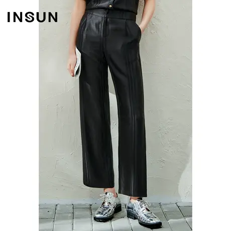 INSUN恩裳线上专选夏季醋酸直筒阔腿休闲裤图片