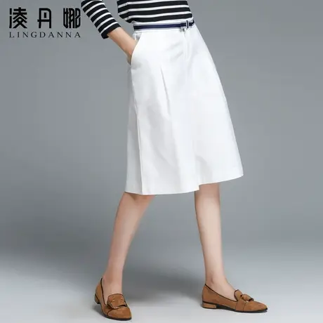 白色裙裤女夏季新款薄款大码休闲短裤五分裤女夏六分裤阔腿裤中裤图片