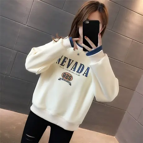 早秋卫衣女春秋季韩版宽松原宿bf慵懒风ins薄款假两件上衣外套潮商品大图