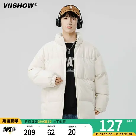VIISHOW麂皮绒棉服男冬季潮牌宽松新款美式棉衣冬装外套加厚棉袄商品大图