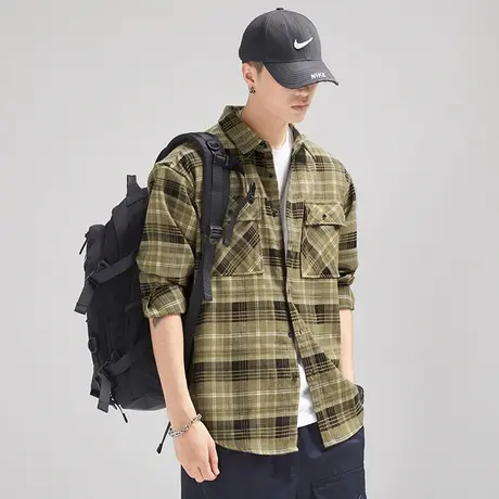 Modi Nick/摩帝尼克复古水洗工艺男士休闲衬衫工装长袖复古衬衣男商品大图