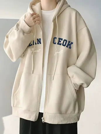 美式潮牌外套男士春秋季2023新款运动连帽开衫卫衣男生上衣服夹克商品大图