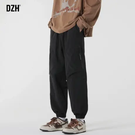 男士黑色休闲裤男速干美式潮牌登山裤2023新款束脚裤百搭运动长裤商品大图