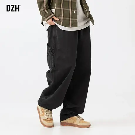 男士黑色工装裤男直筒宽松休闲纯棉裤子春秋2023新款长裤百搭男裤商品大图