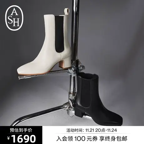 ASH女鞋新款CHER粗跟低筒高跟鞋方头时装靴瘦瘦靴商品大图