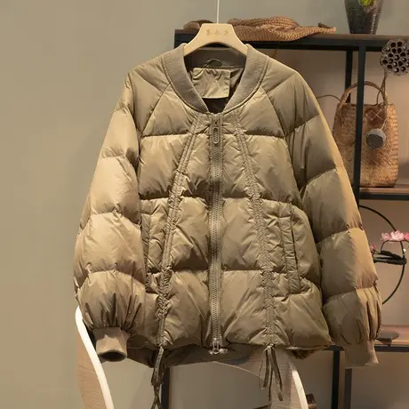 享永子卫衣领90白鸭绒羽绒服女文艺复古休闲百搭冬季外套2024新款商品大图