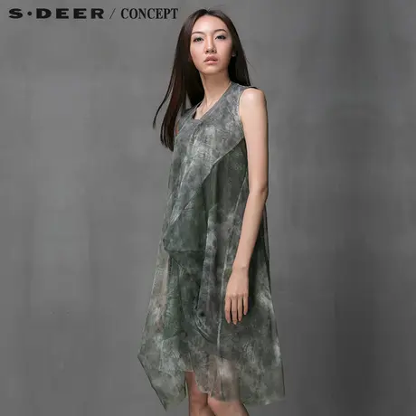 S·DEER＼CONCEPT【上新】圣迪奥女双层网纱印染心连衣裙5181204图片