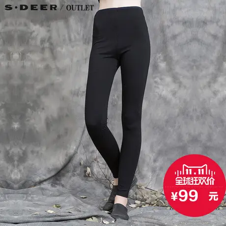 s.deer【新品】圣迪奥专柜正品女极简修身弹力长裤S14480896商品大图