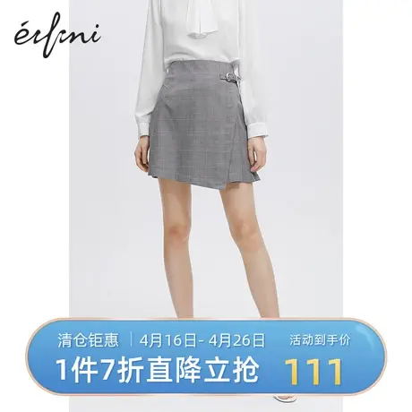 伊芙丽半身裙春秋新款商场同款格子时尚a字裙格纹短裙女1B8141612图片