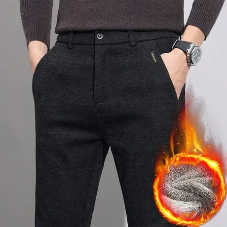 2024新款男装冬季加绒加厚抗寒休闲裤子秋冬款男士小直筒保暖西裤商品大图