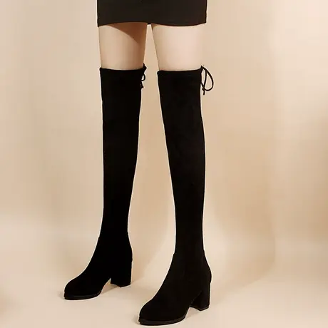 过膝长靴女2025新款秋冬爆款长筒靴高跟黑色高筒女士弹力瘦瘦靴图片