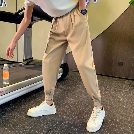 设计感潮牌男哈伦裤2023新款小脚男裤春秋季休闲裤子纯色小西裤商品大图
