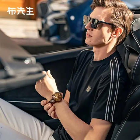 MrBu布先生圆领短袖t恤男2025春夏新款商务纯色上衣男ET15150断码图片