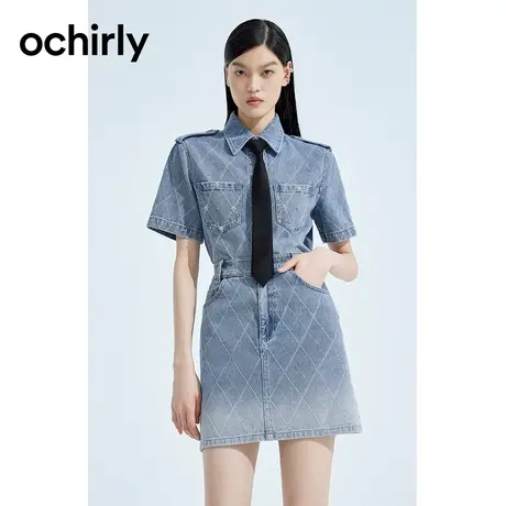 黑标系列 欧时力 钉钻短袖牛仔外套2023新款早秋短款菱格学院风图片