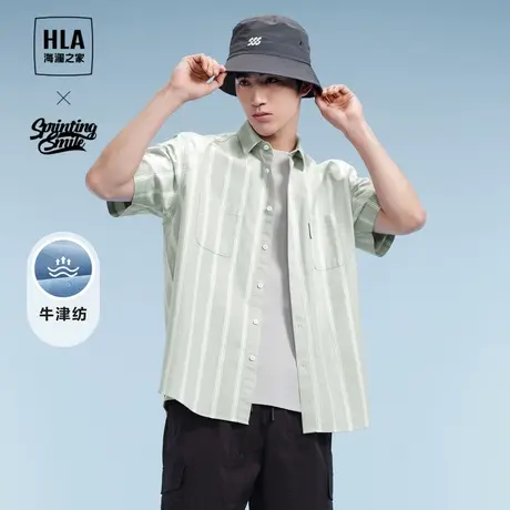 【牛津纺】HLA/海澜之家SPRINTING SMILE短袖衬衫24春夏新上衣男图片