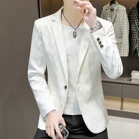 高级感小西装外套男士痞帅休闲西服春秋季个性发型师韩版单西上衣图片