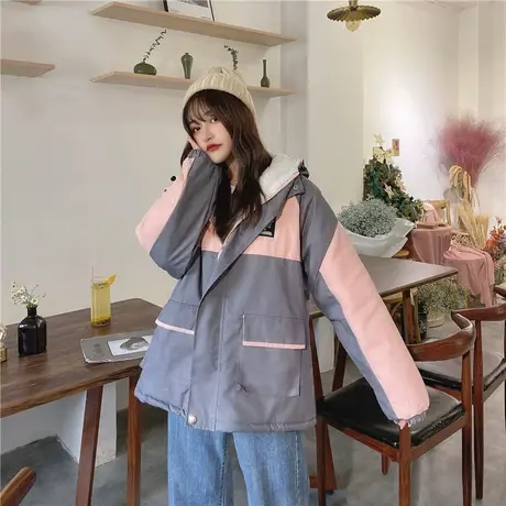 工装外套少女2021年新款秋冬装初中高中学生韩版百搭加绒加厚外衣商品大图