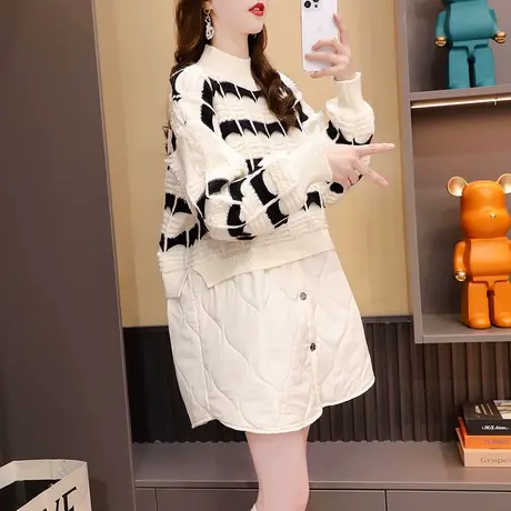 加厚半高领毛衣女中长款打底衫秋冬2023新款宽松慵懒风设计感上衣图片